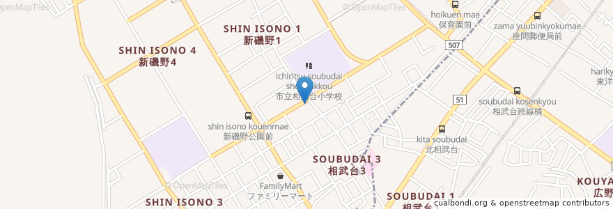 Mapa de ubicacion de 亀 寿司 en Giappone, Prefettura Di Kanagawa, 座間市, 相模原市, 南区.