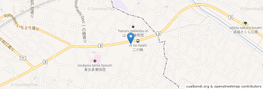 Mapa de ubicacion de びっくりドンキー 狛江店 en Japón, Tokio.