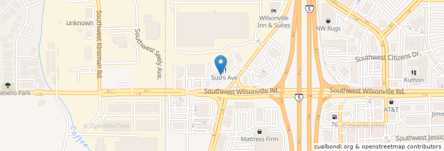 Mapa de ubicacion de Sushi Ave en Estados Unidos De América, Oregón, Clackamas County, Wilsonville.