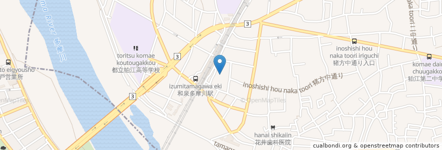 Mapa de ubicacion de 熊野山 玉泉寺 en Japan, Präfektur Kanagawa, Tokio, 川崎市, 狛江市.