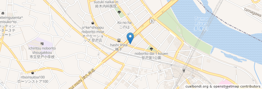Mapa de ubicacion de ニューデリ en Japão, 神奈川県, 川崎市, 多摩区.