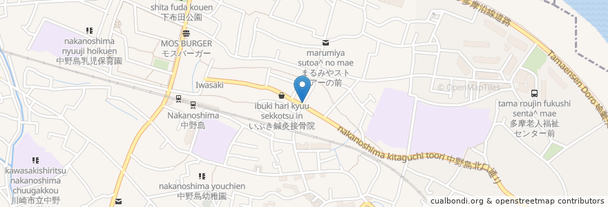 Mapa de ubicacion de 阿波屋 en 日本, 神奈川県, 川崎市, 多摩区.
