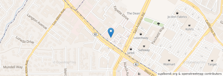 Mapa de ubicacion de CVS Pharmacy en アメリカ合衆国, カリフォルニア州, Santa Clara County, Mountain View.