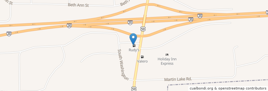 Mapa de ubicacion de Rudy's en Stati Uniti D'America, Texas, Harrison County, Marshall.
