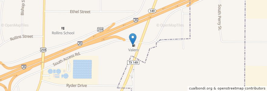 Mapa de ubicacion de Valero en 미국, 텍사스, Gregg County, Longview.