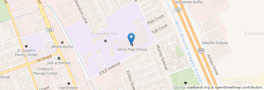 Mapa de ubicacion de Gilroy Prep School en Vereinigte Staaten Von Amerika, Kalifornien, Santa Clara County, Gilroy.