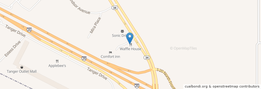 Mapa de ubicacion de Waffle House en 미국, 텍사스, Kaufman County, Terrell.