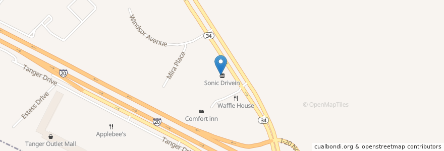 Mapa de ubicacion de Sonic en ایالات متحده آمریکا, تگزاس, Kaufman County, Terrell.