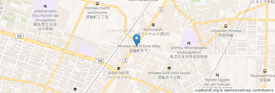 Mapa de ubicacion de ジョナサン 綱島店 en Japonya, 神奈川県, 横浜市, 港北区.