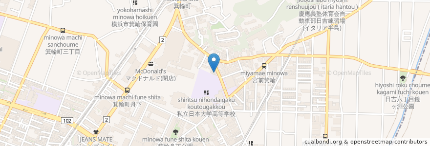 Mapa de ubicacion de 大村庵 en Japão, 神奈川県, 横浜市, 港北区.