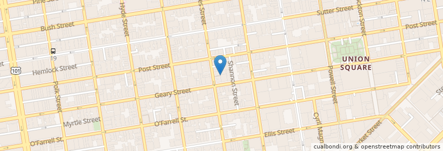 Mapa de ubicacion de Jones Bar en アメリカ合衆国, カリフォルニア州, サンフランシスコ, San Francisco.