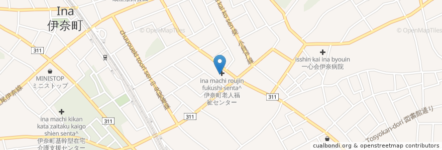 Mapa de ubicacion de 伊奈町児童館 en Japan, 埼玉県, 北足立郡, 伊奈町.
