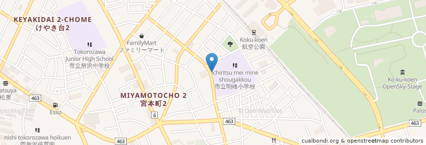Mapa de ubicacion de 所沢市立ひばり児童館 en Japão, 埼玉県, 所沢市.
