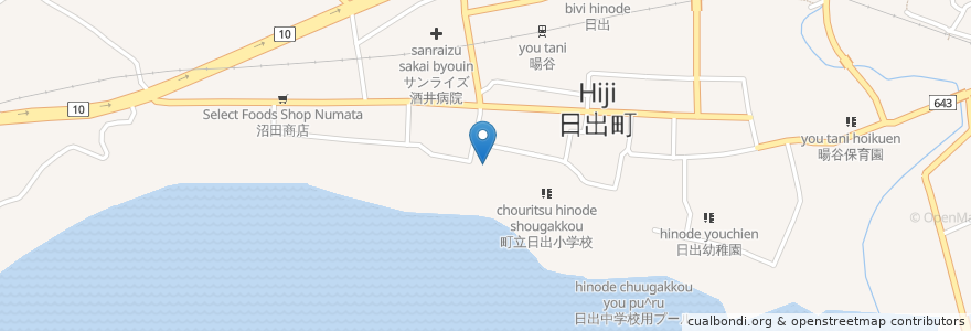 Mapa de ubicacion de 日出町老人憩の家 en Japón, Prefectura De Ōita, 速見郡, 日出町.