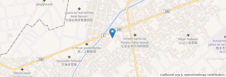 Mapa de ubicacion de ケアハウスゆいの家 en Japonya, 熊本県, 熊本市, 東区.
