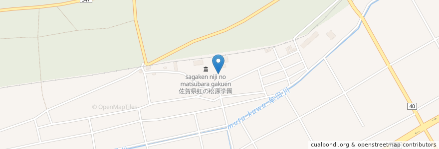 Mapa de ubicacion de 佐賀県立虹の松原学園 en Япония, Сага, 唐津市.
