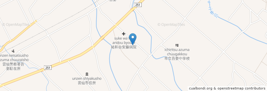 Mapa de ubicacion de 吾妻町在宅介護支援センターあづま en Japón, Prefectura De Nagasaki, 雲仙市.