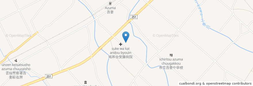 Mapa de ubicacion de 吾妻町老人憩の家 en Japón, Prefectura De Nagasaki, 雲仙市.