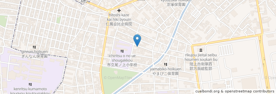 Mapa de ubicacion de 尾ノ上老人憩の家 en Japon, Préfecture De Kumamoto, 熊本市, 東区.