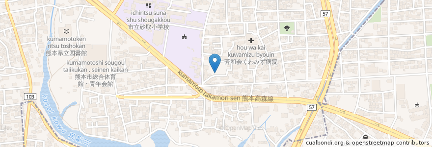 Mapa de ubicacion de 慈愛園ケアハウス en 日本, 熊本县, 熊本市, 东区.