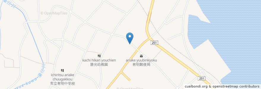 Mapa de ubicacion de 有明町在宅介護支援センター en 日本, 长崎县, 岛原市.
