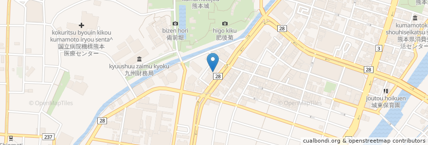 Mapa de ubicacion de 熊本市在宅介護支援センター福祉公社ヒューマンライフ en Japan, Präfektur Kumamoto, 熊本市, 中央区.