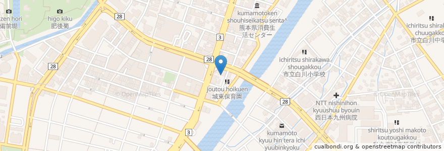 Mapa de ubicacion de 熊本市母子福祉センター en Japon, Préfecture De Kumamoto, 熊本市, 中央区.