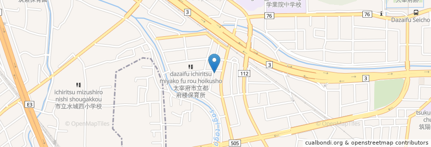 Mapa de ubicacion de みずき在宅介護支援センター en 日本, 福岡県, 太宰府市.