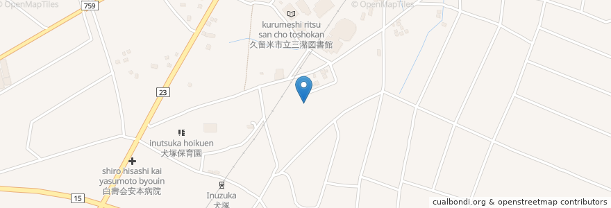 Mapa de ubicacion de 三潴町総合福祉センター en Japón, Prefectura De Fukuoka, 久留米市.