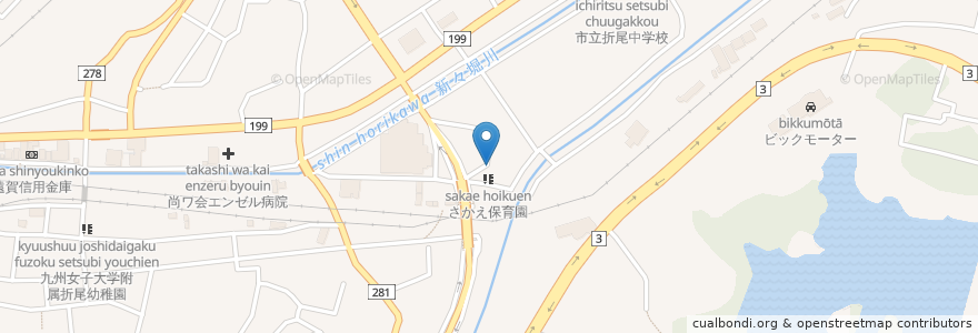 Mapa de ubicacion de 中須年長者いこいの家 en Japan, Fukuoka Prefecture, Kitakyushu, Yahata-Nishi Ward.