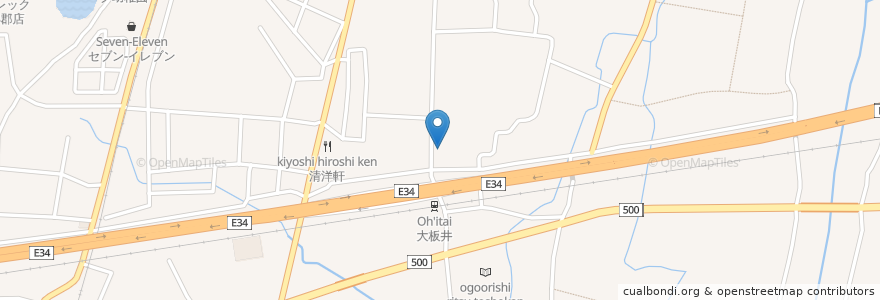 Mapa de ubicacion de 大板井南児童遊園 en Japonya, 福岡県, 小郡市.
