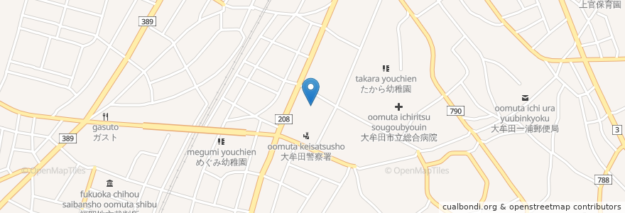 Mapa de ubicacion de 大牟田市立総合病院 en اليابان, محافظة فوكوكا, 大牟田市.