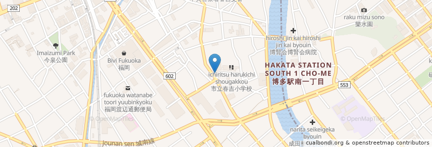 Mapa de ubicacion de 春吉公園集会所老人いこいの家 en Japon, Préfecture De Fukuoka, 福岡市, 中央区.