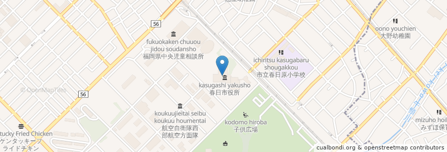 Mapa de ubicacion de 春日市基幹型在宅介護支援センター en 일본, 후쿠오카현, 春日市.