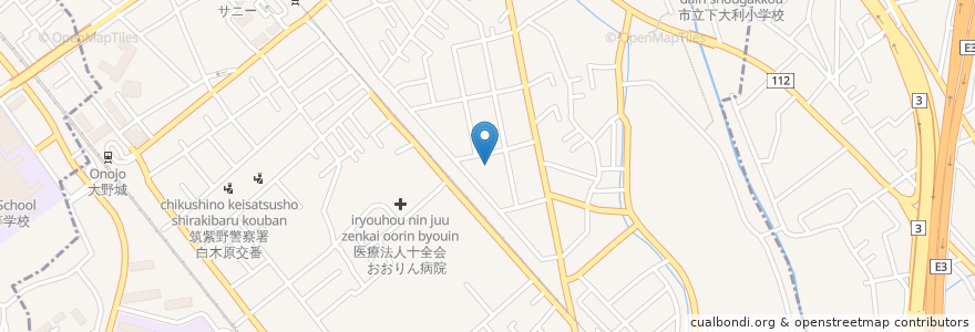 Mapa de ubicacion de 東大利老人憩の家 en اليابان, محافظة فوكوكا, 大野城市.