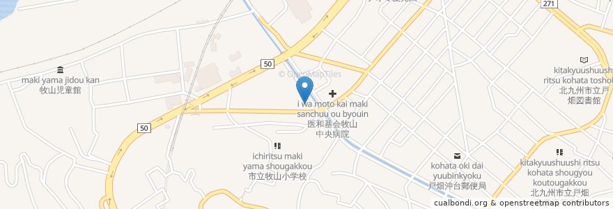 Mapa de ubicacion de 牧山いわき苑在宅介護支援センター en Japón, Prefectura De Fukuoka, 北九州市, 戸畑区.
