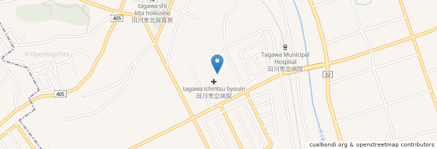 Mapa de ubicacion de 田川市立病院助産施設 en 日本, 福岡県, 田川市.