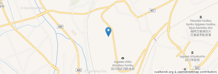 Mapa de ubicacion de 知的障害者通所授産施設第２つくしの里 en 日本, 福岡県, 田川市.