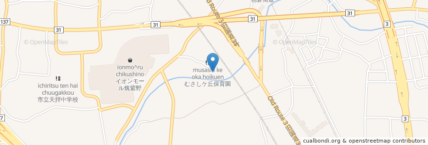 Mapa de ubicacion de 社会福祉法人天拝福祉会　特別養護老人ホーム天拝の園 en Japan, Fukuoka Prefecture, Chikushino.