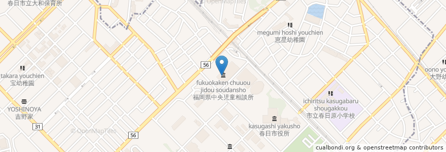 Mapa de ubicacion de 福岡県母子寡婦福祉連合会 en Japan, 福岡県, 春日市.