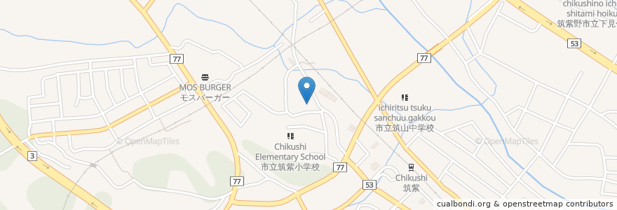 Mapa de ubicacion de 筑紫の里 en Japon, Préfecture De Fukuoka, 筑紫野市.