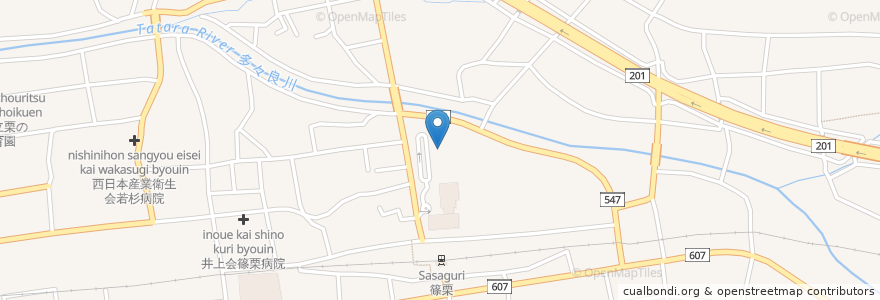 Mapa de ubicacion de 総合保健福祉センター(オアシス篠栗) en 日本, 福岡県, 糟屋郡, 篠栗町.