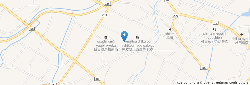 Mapa de ubicacion de 臼田児童遊園 en Japan, Präfektur Fukuoka, 築上郡, 築上町.