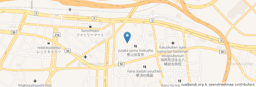 Mapa de ubicacion de 豊山年長者いこいの家 en Giappone, Prefettura Di Fukuoka, 北九州市, 八幡東区.