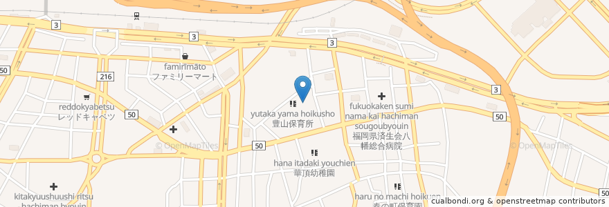 Mapa de ubicacion de 豊山母子寮 en Japan, 福岡県, 北九州市, 八幡東区.