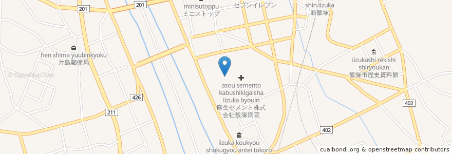Mapa de ubicacion de 飯塚病院助産所 en Japón, Prefectura De Fukuoka, 飯塚市.
