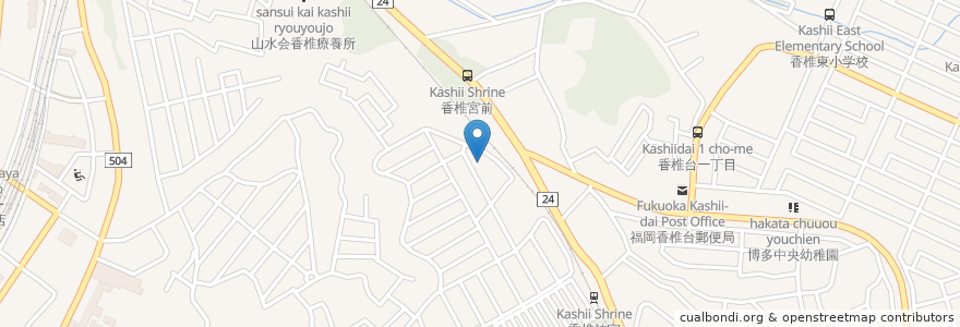 Mapa de ubicacion de 香椎東老人いこいの家 en Japan, 福岡県, Fukuoka, 東区.