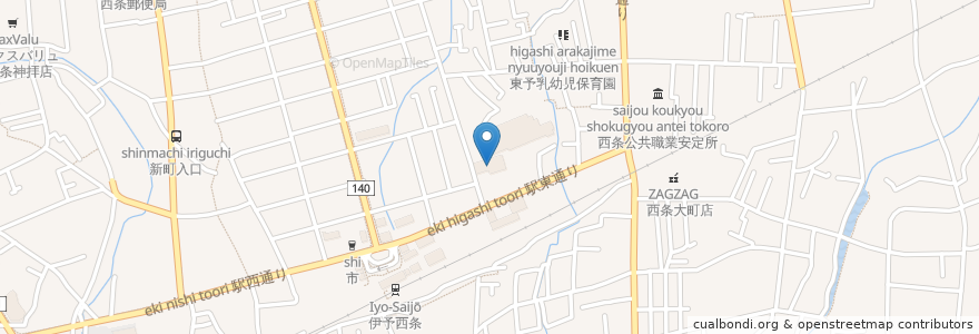 Mapa de ubicacion de ケアハウス水の里 en 일본, 에히메현, 西条市.