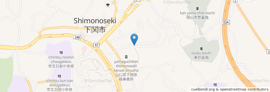 Mapa de ubicacion de 下関市社協在宅介護支援センター en 日本, 山口県, 下関市.