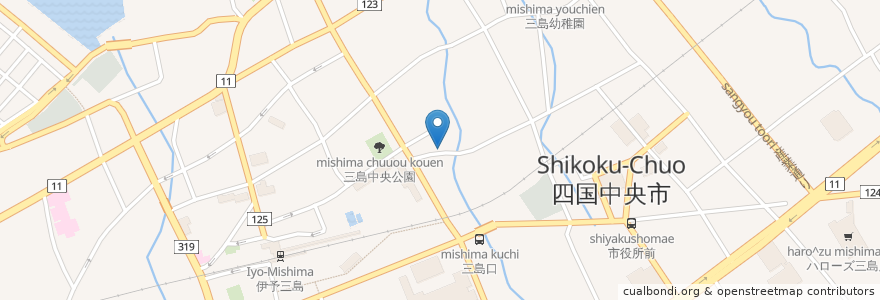 Mapa de ubicacion de 伊予三島市児童センター en Jepun, 愛媛県, 四国中央市.